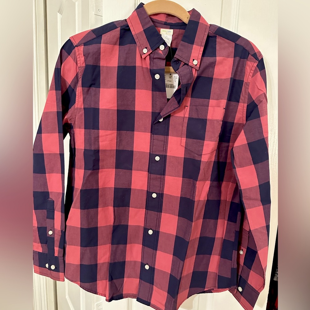 NEW J. Crew Crewcuts Plaid Long Sleeve Shirt Boys 14